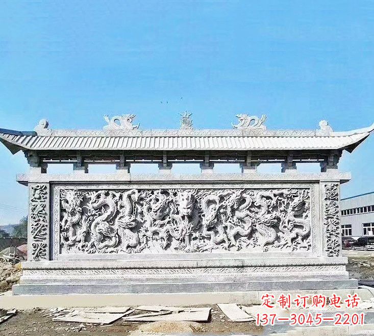 湖州精美大理石九龙壁雕塑
