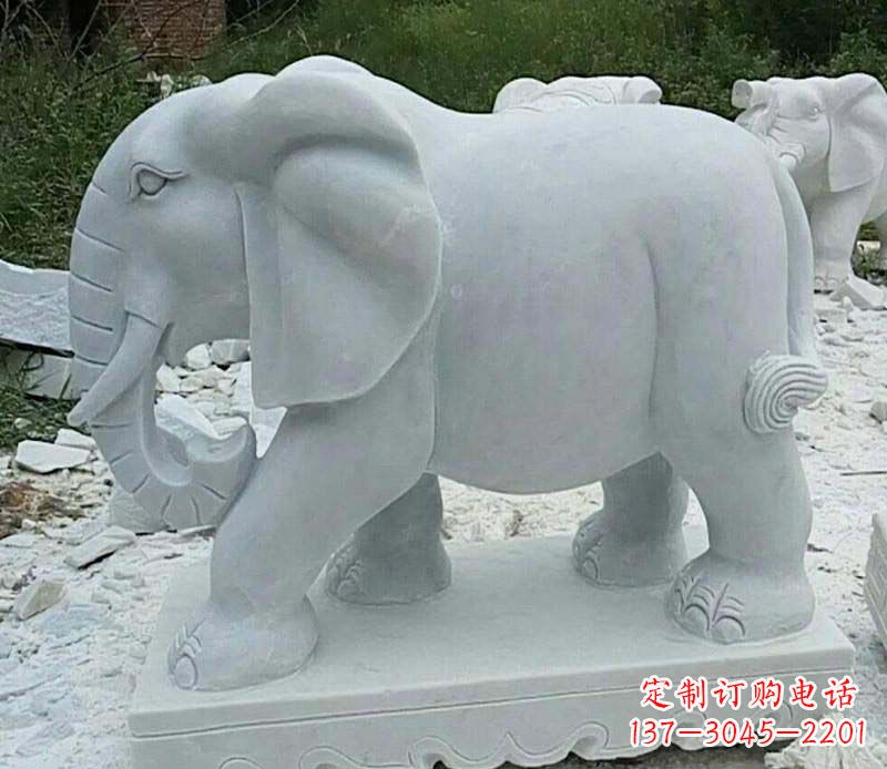 湖州精雕细琢的大理石大象雕塑