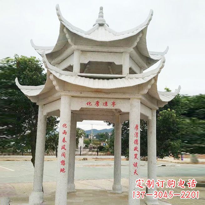 湖州大理石凉亭双层雕塑