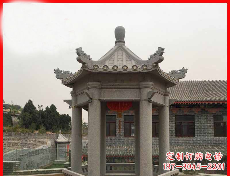 湖州大理石六角凉亭石雕