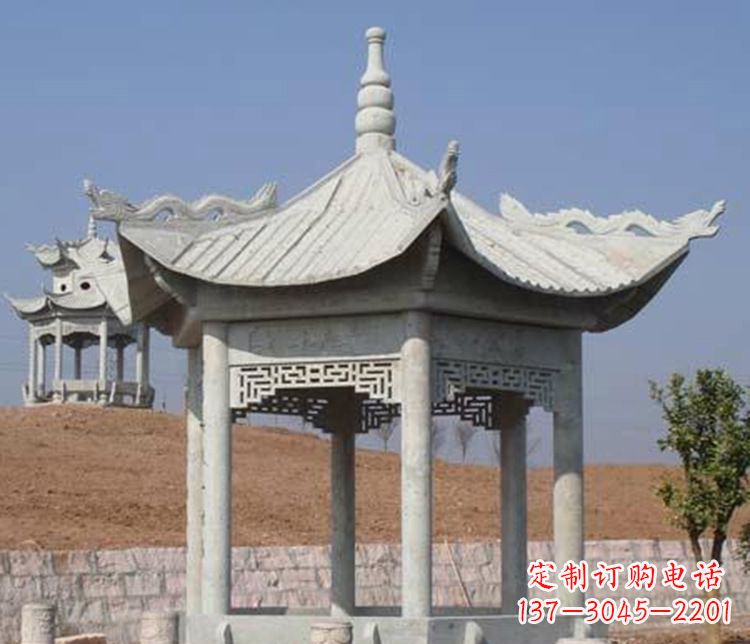 湖州精美大理石六角凉亭石雕