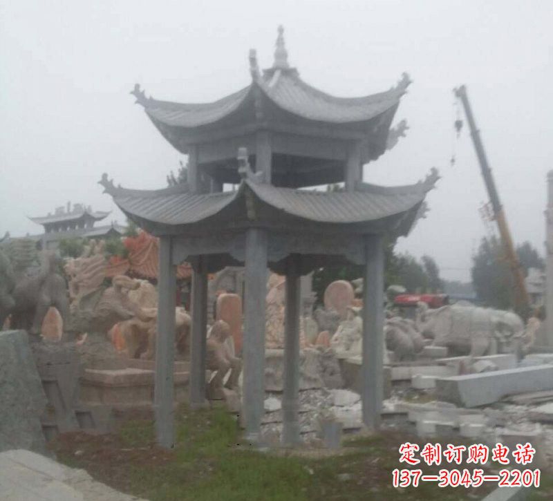 湖州大理石六角凉亭石雕,精美绝伦