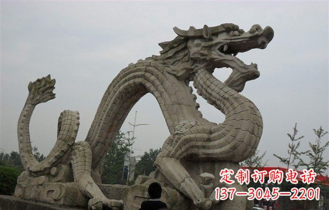 湖州大理石龙雕塑，象征着力量与尊贵