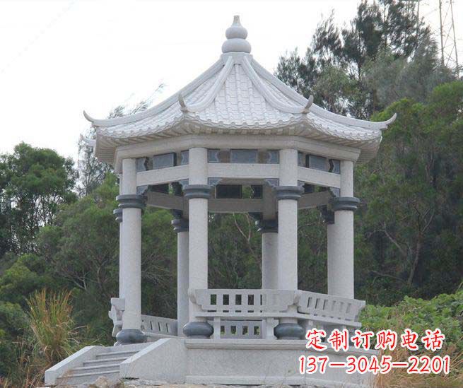 湖州大理石六角石雕凉亭营造舒适环境的完美体现