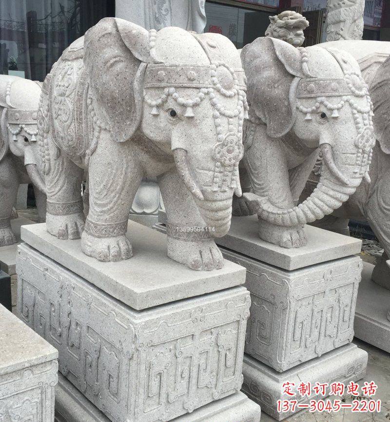 湖州精美绝伦的大理石门口大象雕塑