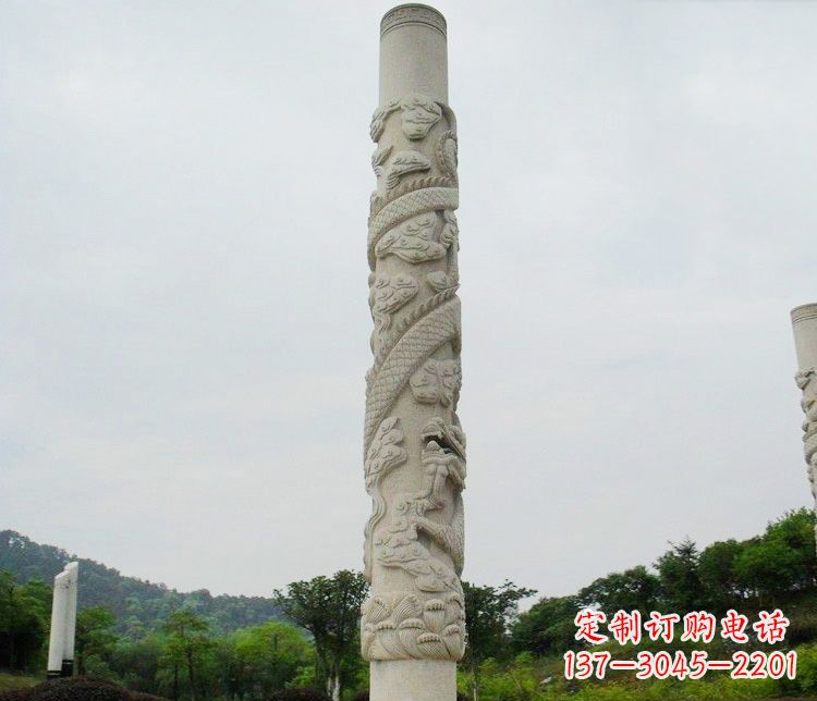 湖州大理石盘龙柱雕塑