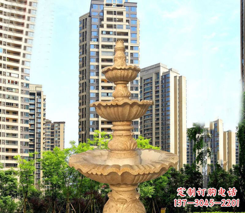湖州大理石三层喷泉公园石雕 (2)