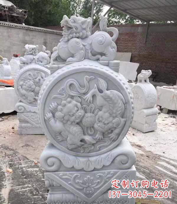 湖州大理石狮子抱鼓石雕塑