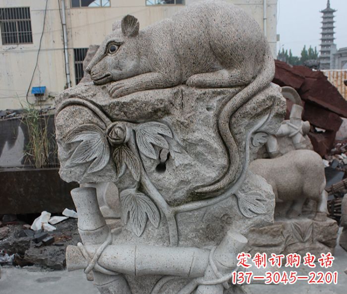 湖州大理石生肖鼠石雕