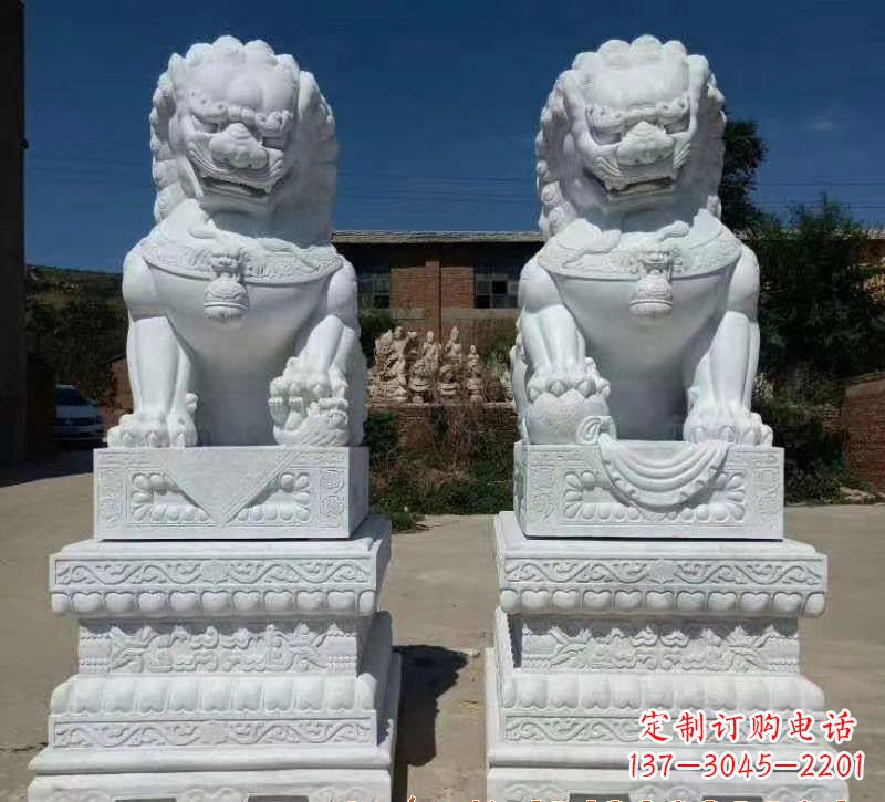 湖州大理石狮子石雕，雕塑定制精美狮子