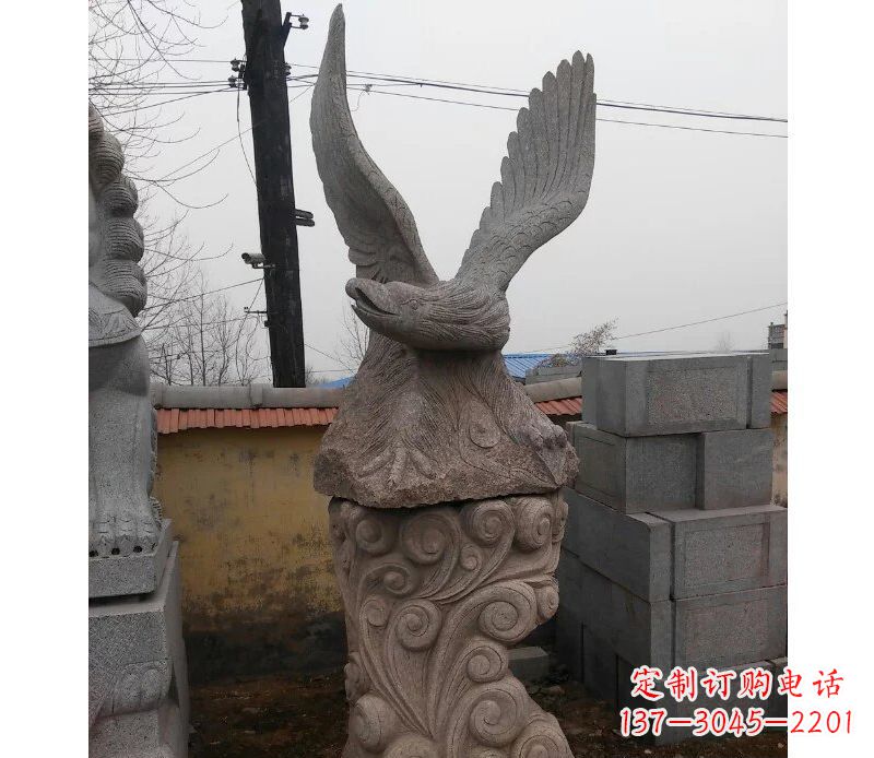 湖州绚丽振翅的大理石雄鹰雕塑