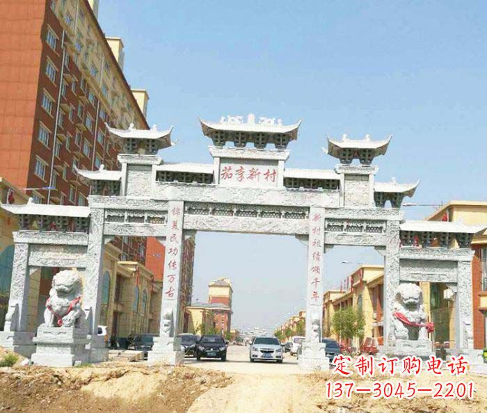 湖州大型五门石雕牌楼