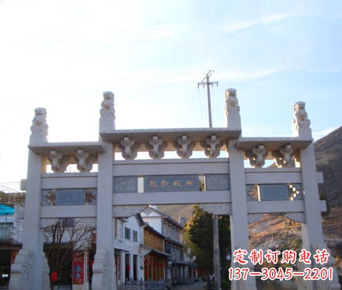 湖州领雕塑 - 三门石牌坊雕塑