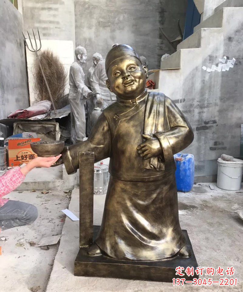 湖州店小二铜雕——精美精致的人物雕塑