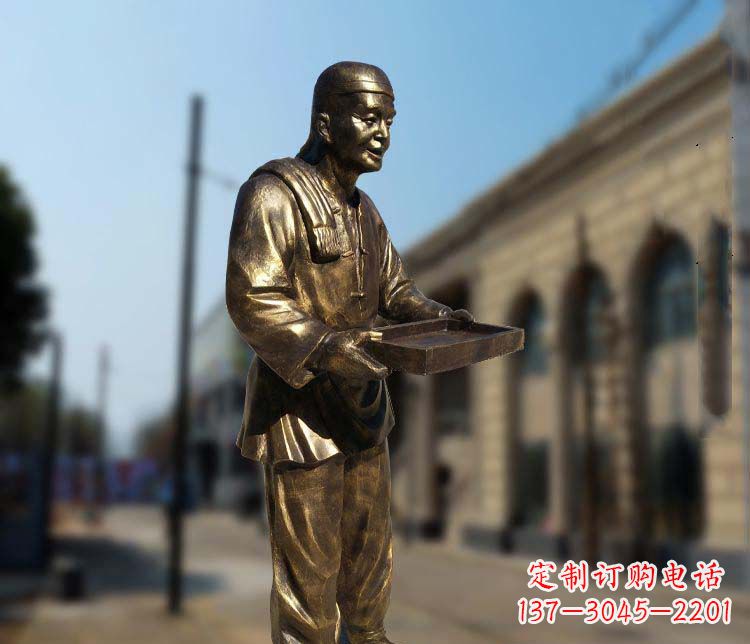 湖州古典神秘的店小二人物铜雕