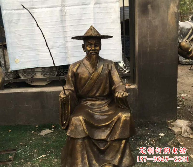 湖州精美手工渔翁铜雕