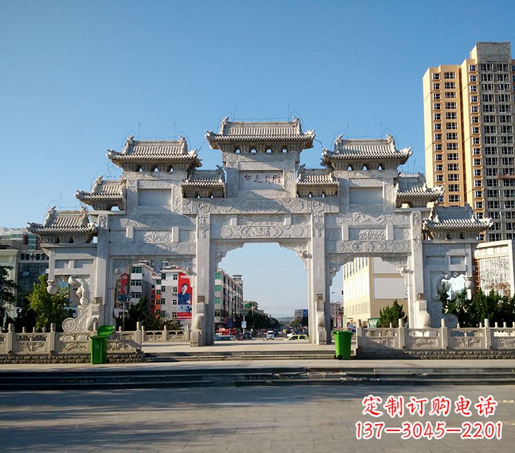 湖州精致锻铜牌坊雕塑