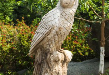 湖州大理石鹦鹉雕塑-公园院落动物雕塑摆件