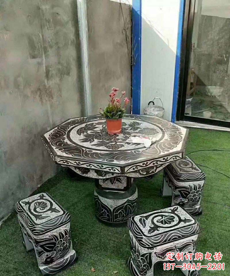 湖州多边形石头桌凳雕塑