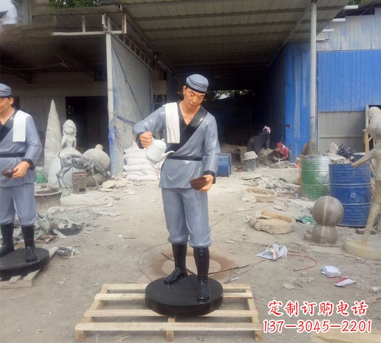 湖州铝合金仿真店小二雕塑