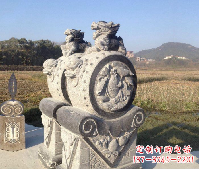 湖州仿古抱鼓石门墩雕塑