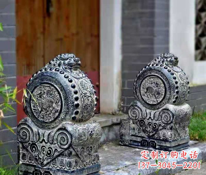 湖州精美仿古抱鼓石门墩雕塑