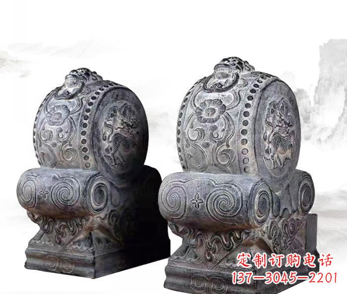 湖州仿古抱鼓石门墩雕塑