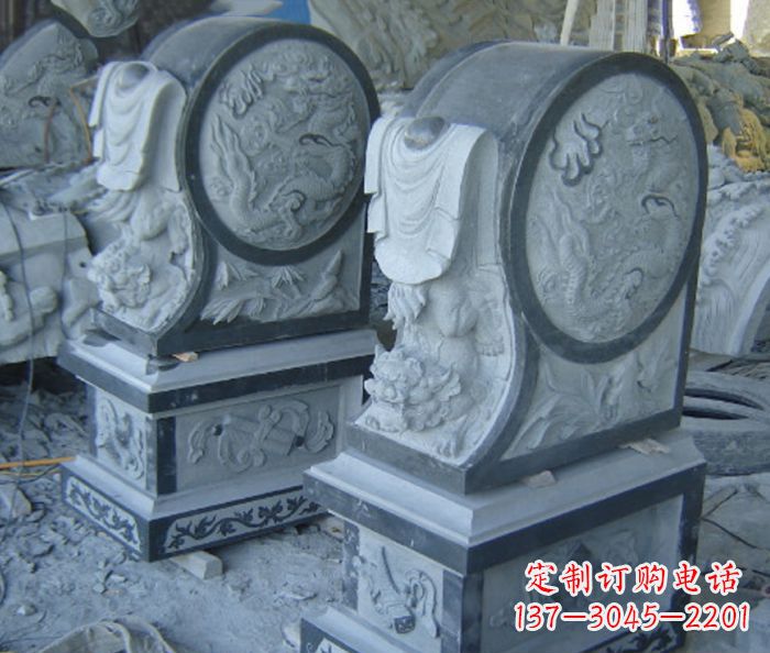 湖州仿古石门墩招财抱鼓石雕塑