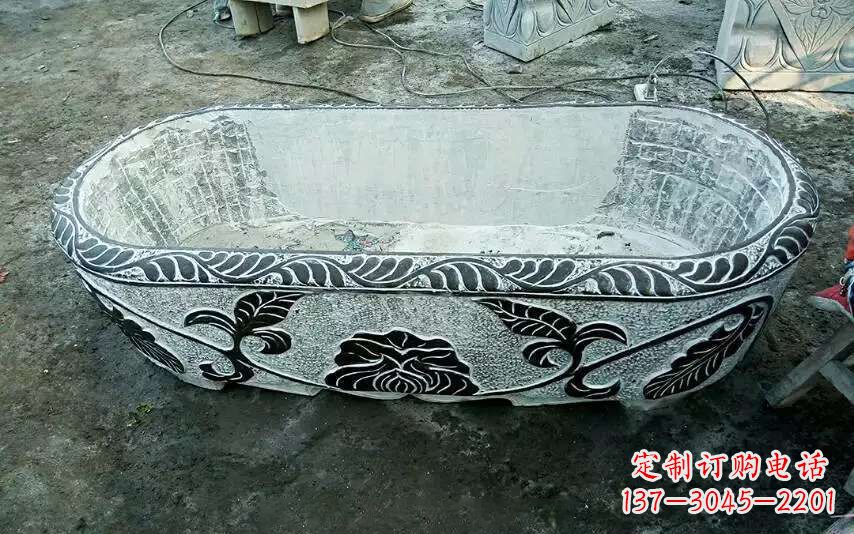 湖州风格独特的仿古石头水缸雕塑