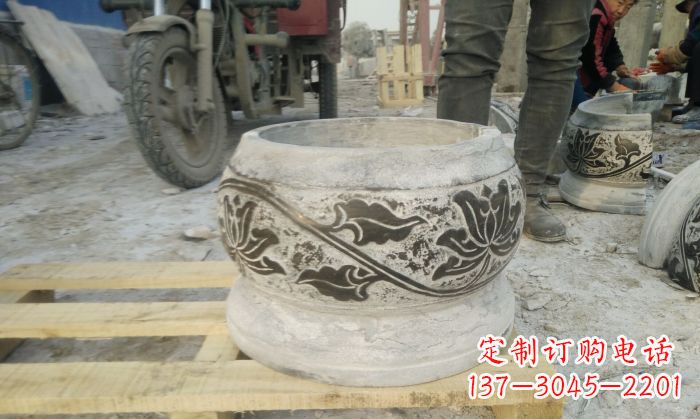 湖州仿古圆形水缸石雕 (4)