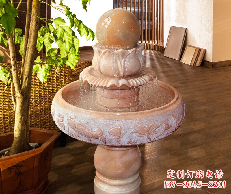 湖州浑然天成的风水球石雕