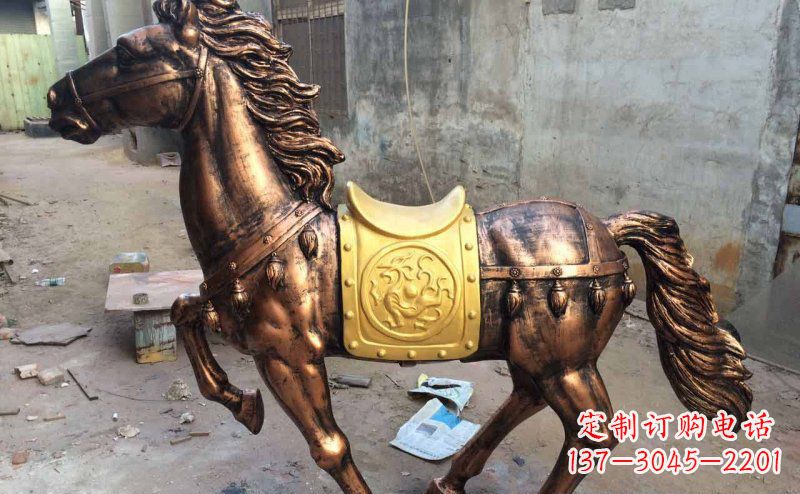 湖州公园奔跑的马动物铜雕 (4)