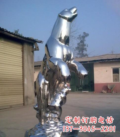 湖州公园不锈钢抽象北极熊动物雕塑
