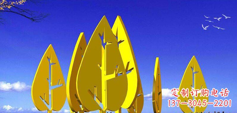 湖州抽象不锈钢树叶雕塑