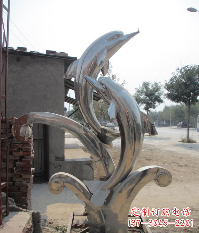 湖州倾情展示——室外可靠不锈钢海豚雕塑