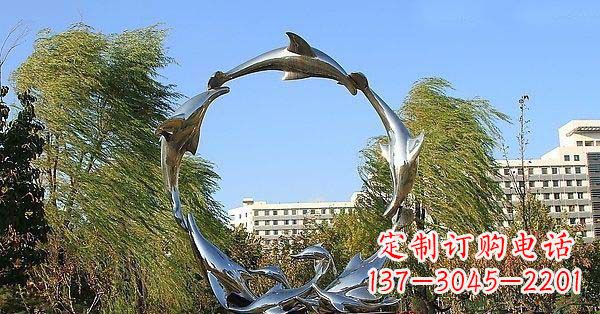 湖州华丽精致的不锈钢海豚雕塑