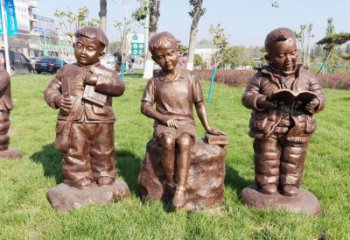 湖州优质铜雕 儿童看书人物