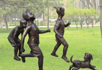 湖州仿铜跑步小孩雕塑