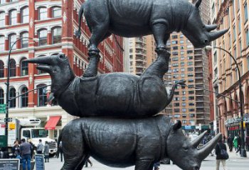 湖州精美犀牛铜雕，城市街道创意装饰