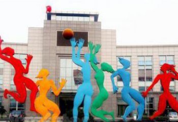 湖州激情运动的写照不锈钢女孩打篮球雕塑