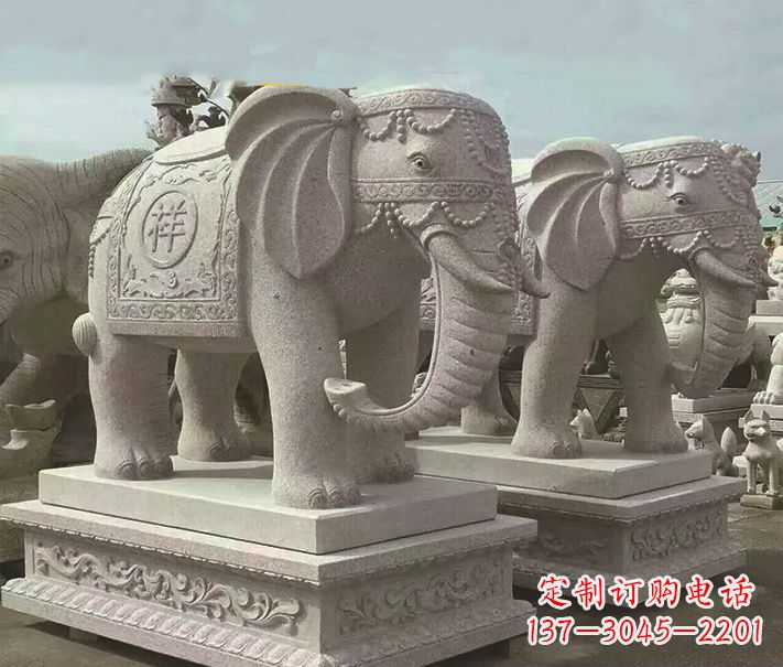 湖州精美大象大理石雕塑