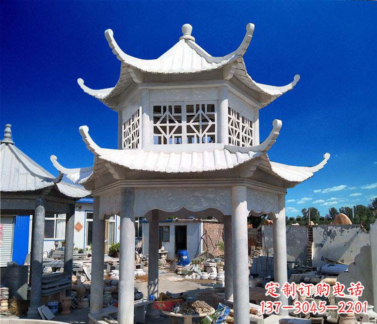 湖州大理石双层凉亭雕塑