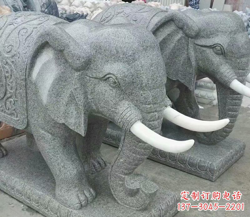 湖州象征力量的大理石大象雕塑