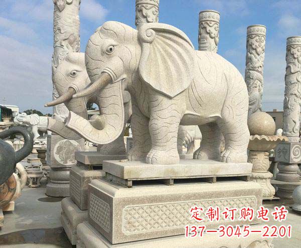 湖州大理石招财大象雕塑