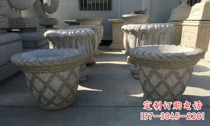 湖州花篮式花盆石雕