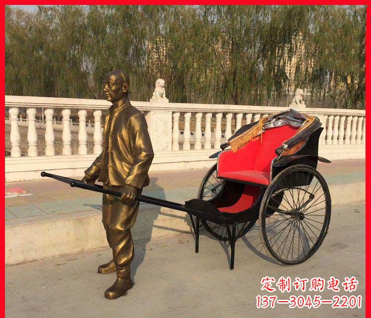 湖州黄包车铜雕精湛工艺,体现传统文化