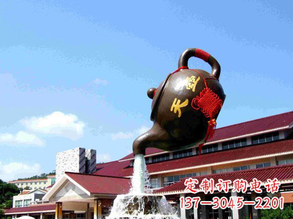 湖州传统铜质茶壶雕塑