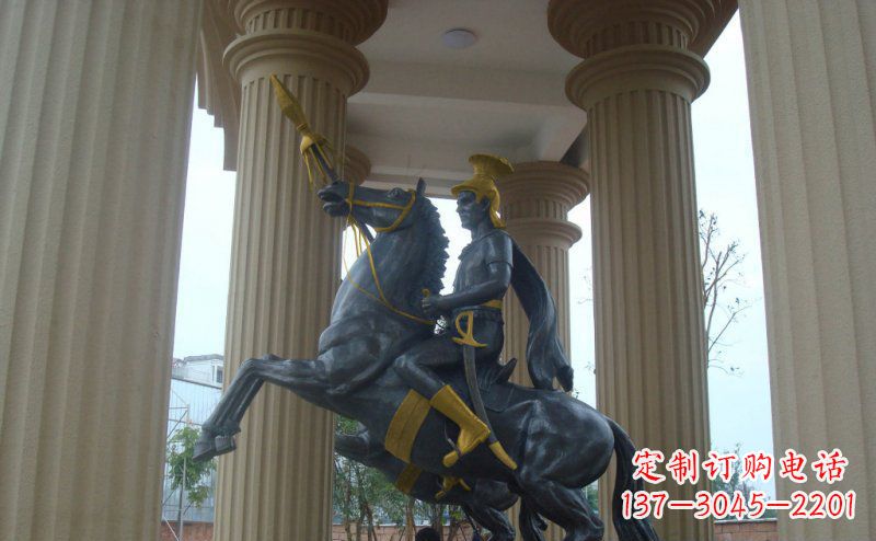 湖州公园骑马的罗马士兵人物铜雕