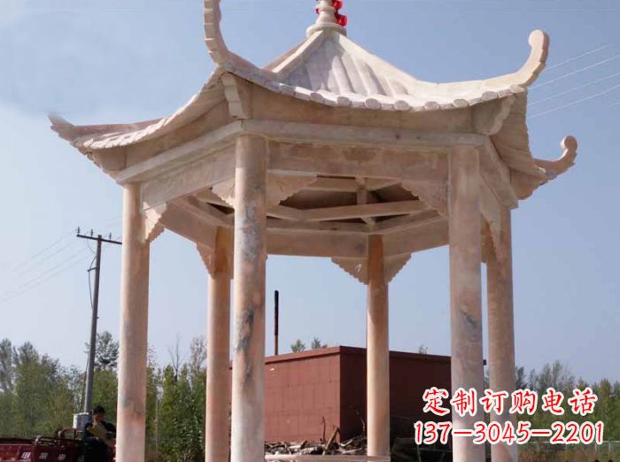 湖州红六角凉亭雕塑