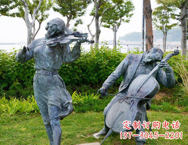 湖州双面演奏大提琴&小提琴铜雕塑